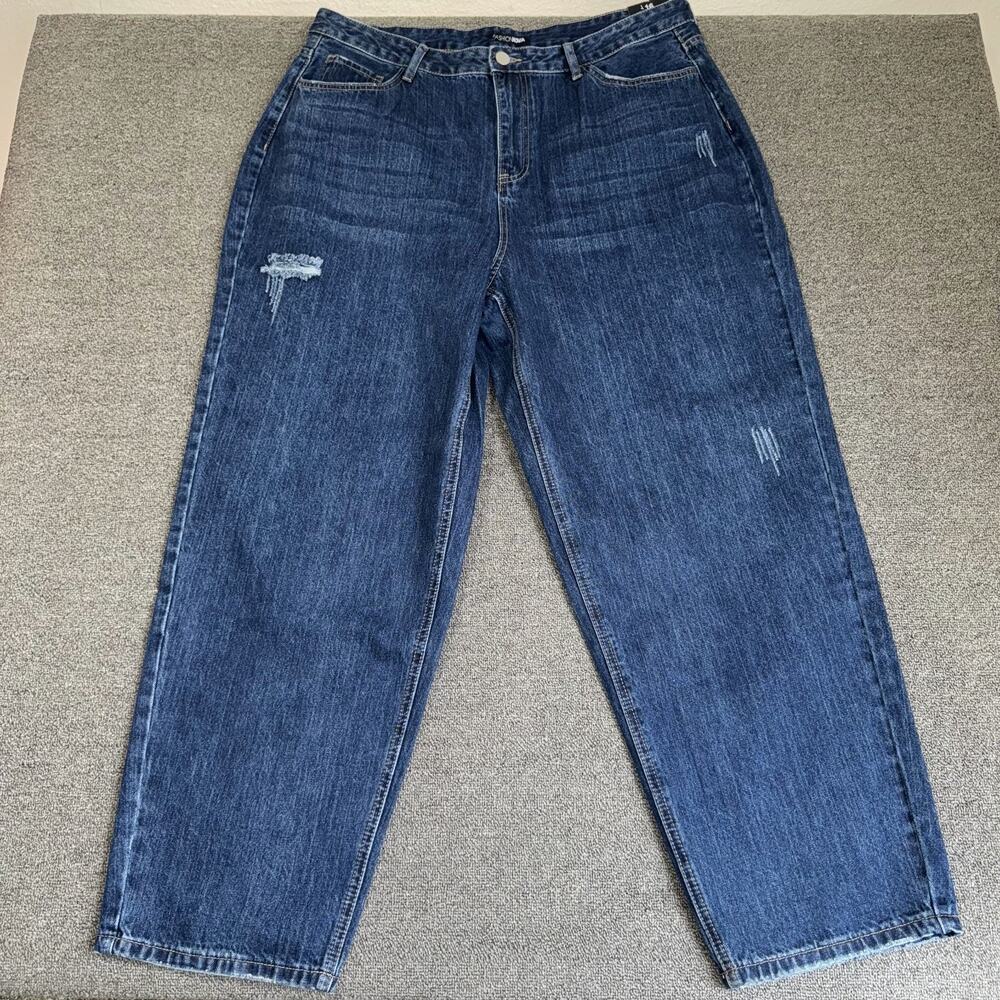 Fashion Nova Livin' Loose High Rise Mom Jeans Womens 16 Blue Denim Medium Wash‎